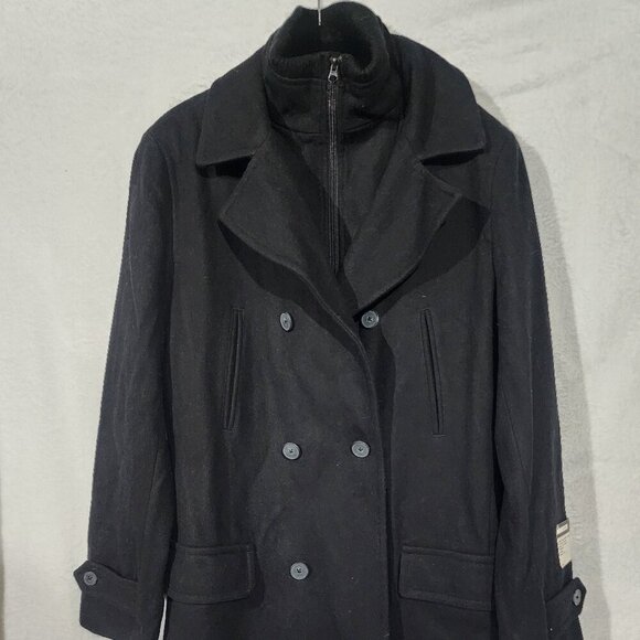 NWT Jf j.ferrar men’s wool bland pea coat black medium - Picture 1 of 9